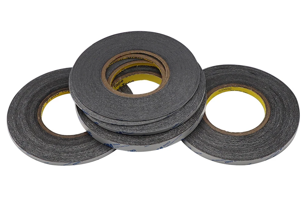 1mm/2mm/3mm/5mm/6mm/8mm/10mm/12mm 50meters Black Brand New Sticker Double Side Adhesive Tape Fix For Cellphone Touch Screen LCD