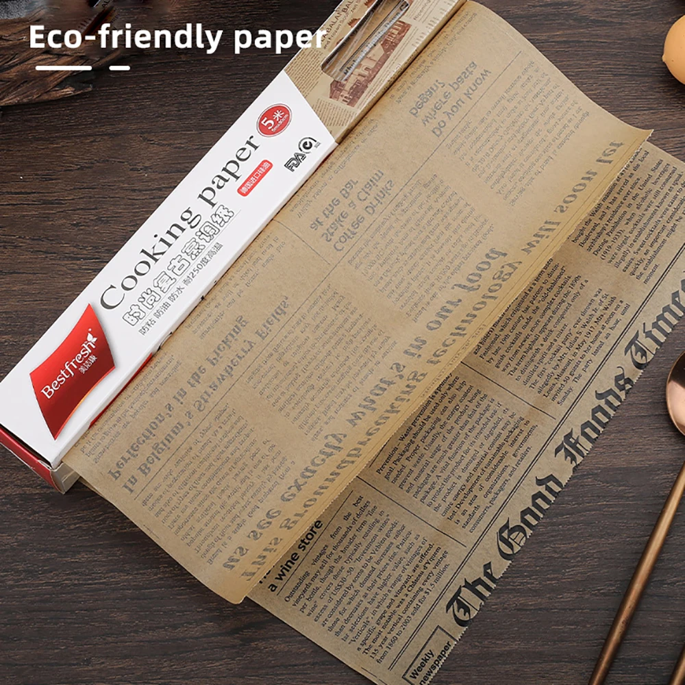 Retro English Newspaper Food Grade Grease Paper Bread Sandwich Burger Fries Wrappers Cookie Food Accessories for Baking Kitchen