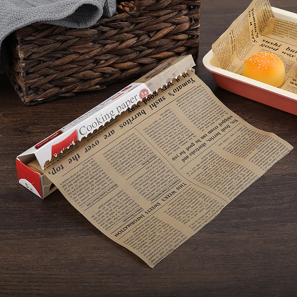 Retro English Newspaper Food Grade Grease Paper Bread Sandwich Burger Fries Wrappers Cookie Food Accessories for Baking Kitchen