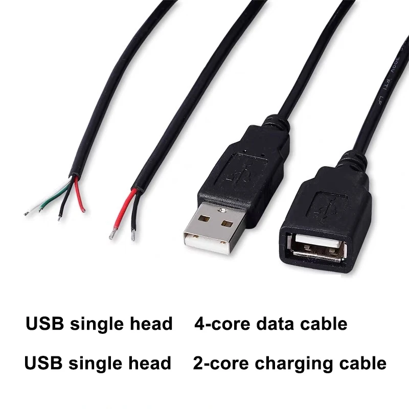 1/5/10pcs 30cm Power Supply Cable 2 Pin USB 2.0 A Female Male 4 Pin Wire Jack Charger Charging Cord Extension Connector DIY 5V
