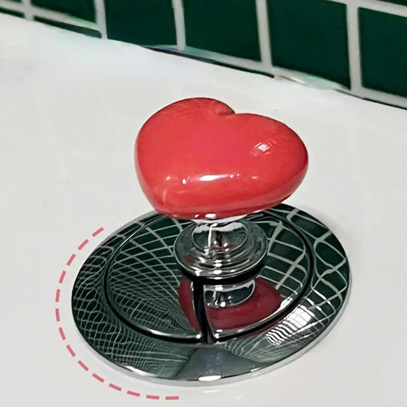 Handle Toilet Press Button Heart Shaped Press Tank Push Switch Toilet Bathing Room Decor Water Press Flush Button Home Tools