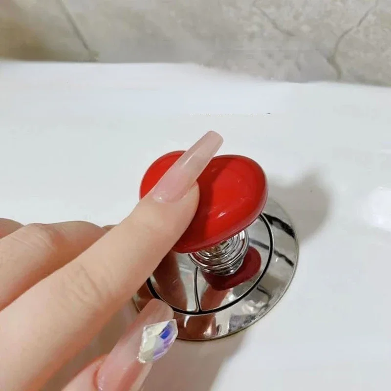 Handle Toilet Press Button Heart Shaped Press Tank Push Switch Toilet Bathing Room Decor Water Press Flush Button Home Tools