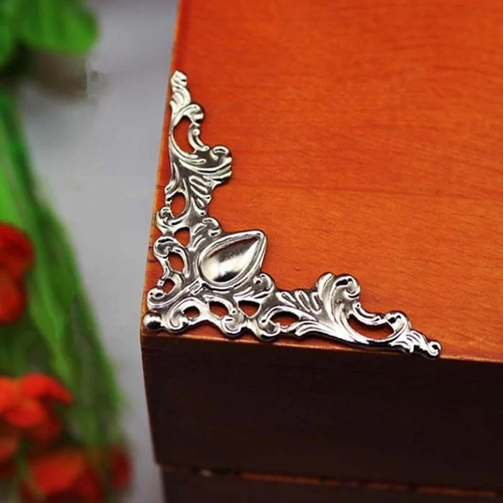 12Pcs Jewelry Iron Case Scrapbook Box Desk Corner Decorative Guard Crafts