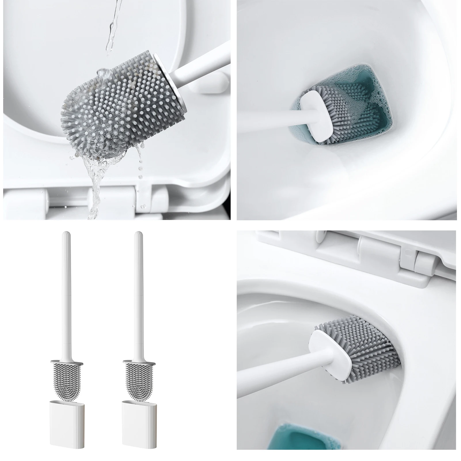 Deep-Cleaning Silicone Toilet Bowl Brush Long Handle Silicone Toilet Brush for Home Dormitory Bathroom Accessories