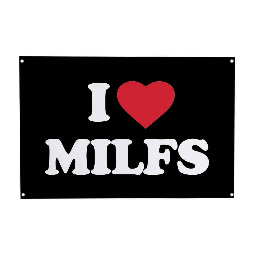 FLAGLINK 90x150 CM I LOVE MILFS Flag Fun Poster Men's Cave Wall Flag With Brass Grommets For Decoration