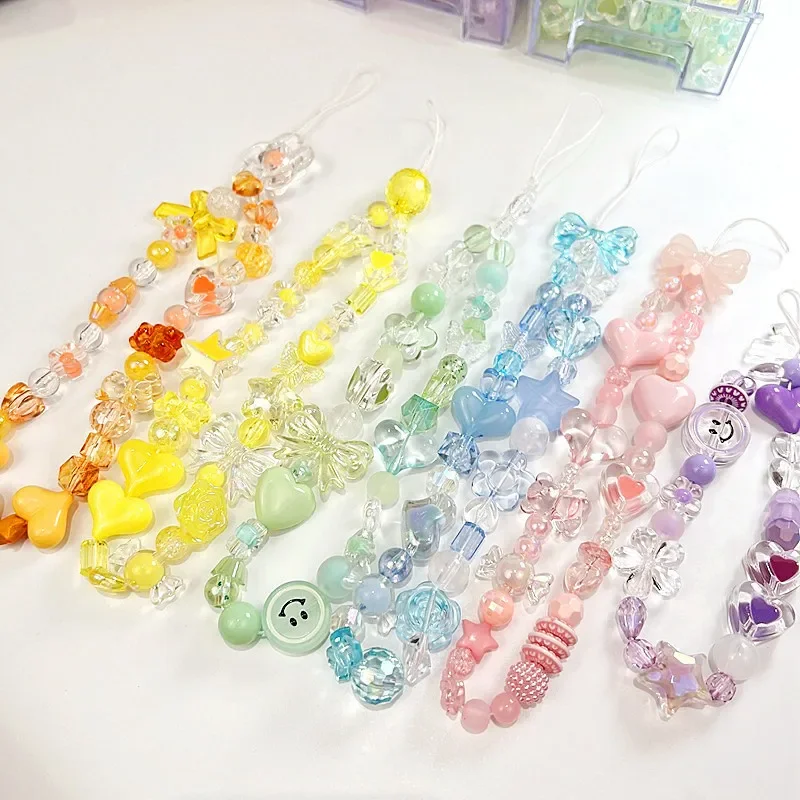10/30g 8 Style Acrylic Beads Heart Bow Flower Loose Beads For DIY Handmade Phone Chain Bracelet Jewelry Making Accessories