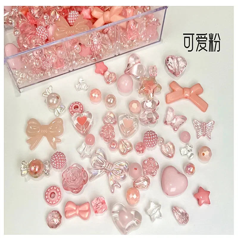 10/30g 8 Style Acrylic Beads Heart Bow Flower Loose Beads For DIY Handmade Phone Chain Bracelet Jewelry Making Accessories