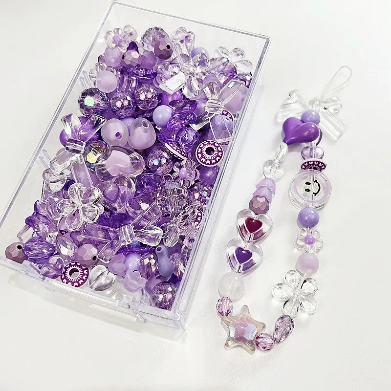 10/30g 8 Style Acrylic Beads Heart Bow Flower Loose Beads For DIY Handmade Phone Chain Bracelet Jewelry Making Accessories