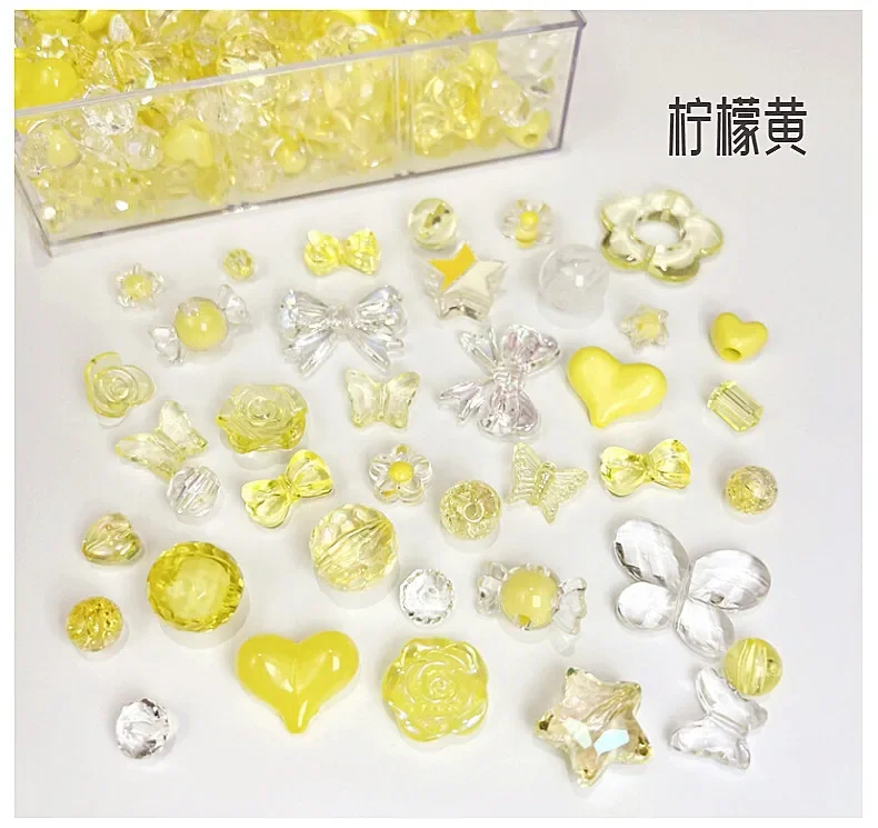 10/30g 8 Style Acrylic Beads Heart Bow Flower Loose Beads For DIY Handmade Phone Chain Bracelet Jewelry Making Accessories