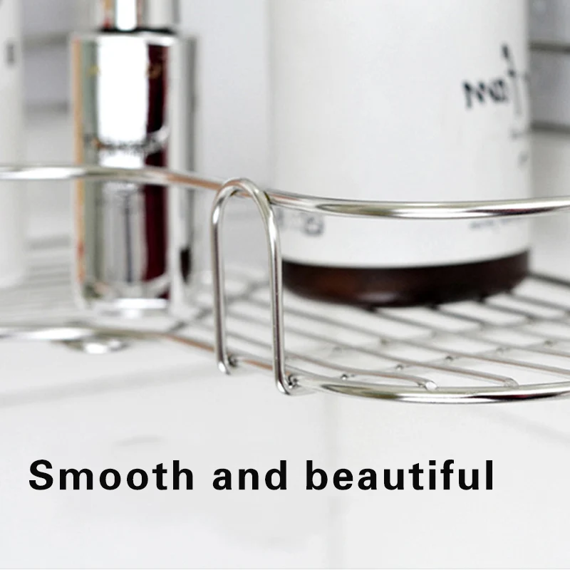 Stainless Steel Triangular Holder Shelf Wall Mounted Adhesive Shampoo Shower Storage Rack Kitchen Bathroom Organizer