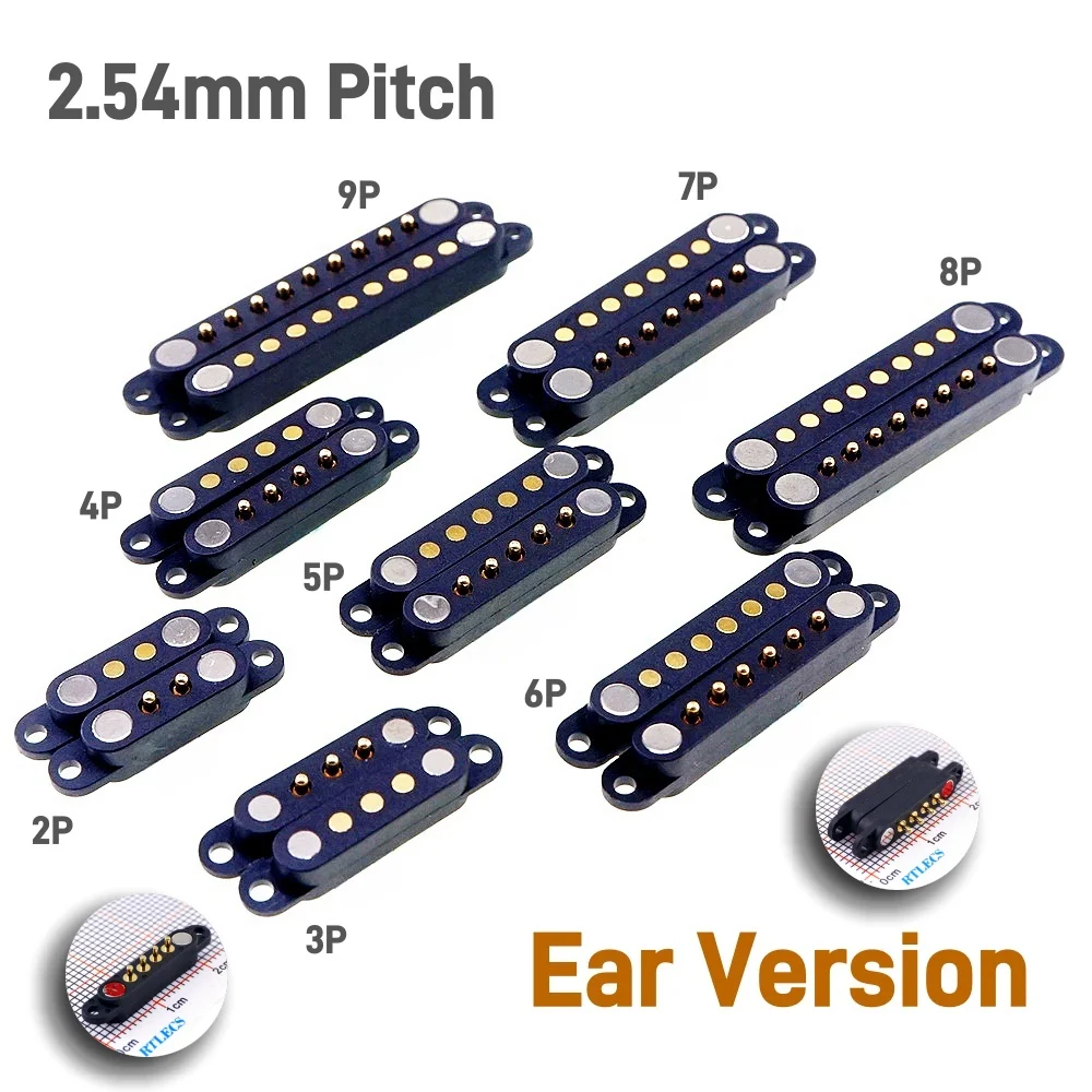 2A DC Magnetic Pogo Pin Connector 2Pin 3Pin 4 5 6 7 8 9 Pin Pogopin Male Female Spacing 2.5/2.80mm Spring Loaded DC Power Socket