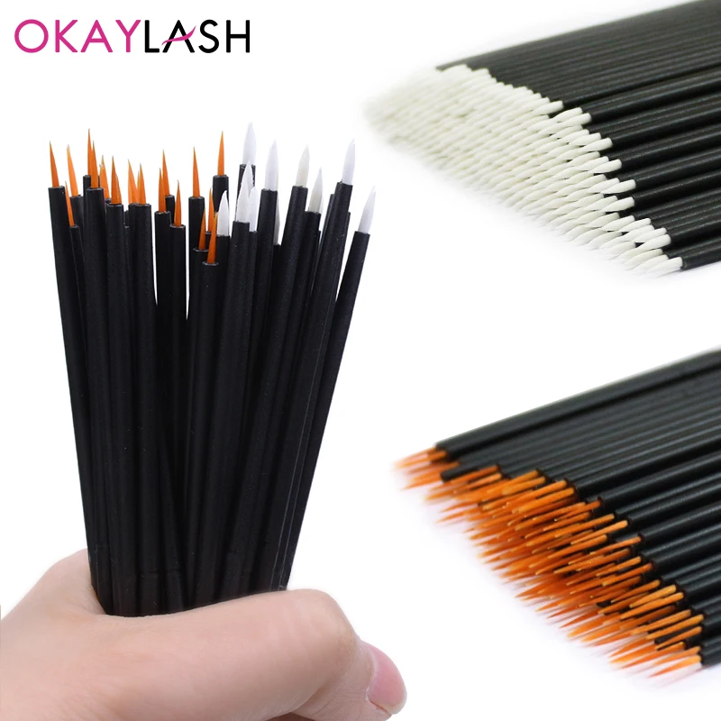 OKAYLASH 50pcs/lot Reusable Gel Liner Nail Art Brushes Painting Pen Disposable Eyeliner Beauty Eyeline Makup Tools