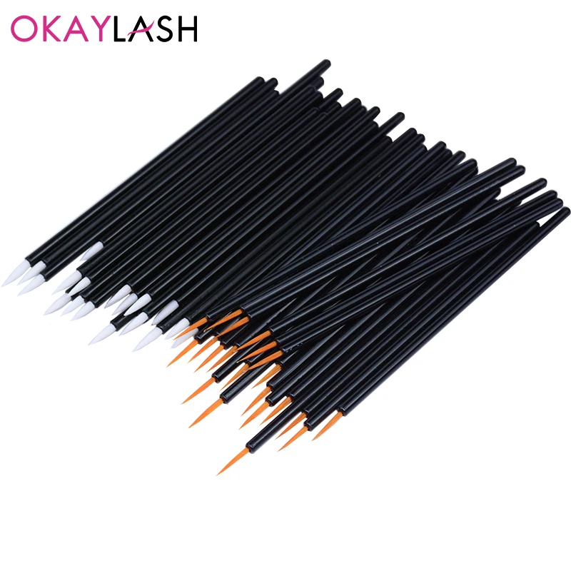 OKAYLASH 50pcs/lot Reusable Gel Liner Nail Art Brushes Painting Pen Disposable Eyeliner Beauty Eyeline Makup Tools