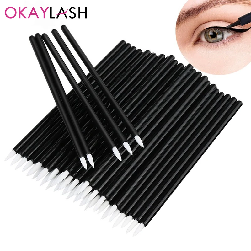 OKAYLASH 50pcs/lot Reusable Gel Liner Nail Art Brushes Painting Pen Disposable Eyeliner Beauty Eyeline Makup Tools