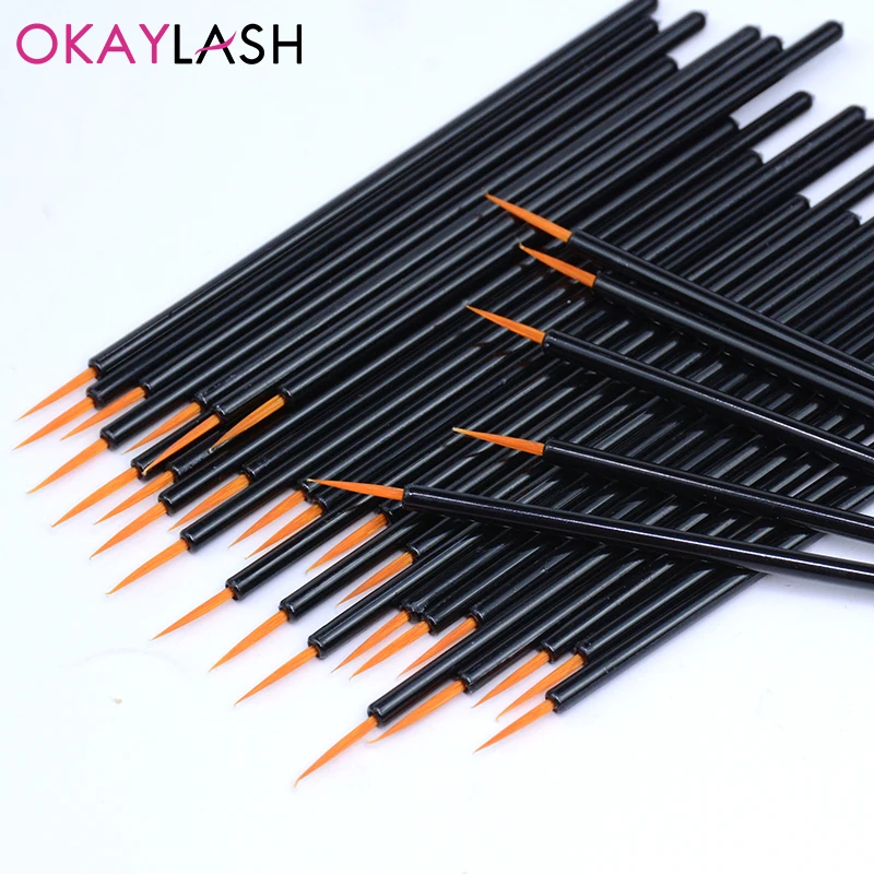 OKAYLASH 50pcs/lot Reusable Gel Liner Nail Art Brushes Painting Pen Disposable Eyeliner Beauty Eyeline Makup Tools