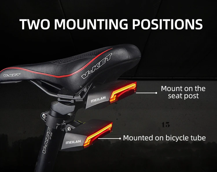 Meilan X5 Wireless Bike Bicycle Rear Light Laser Tail Lamp Smart Brake USB Rechargeable Cycling Accessories Remote Turn Led