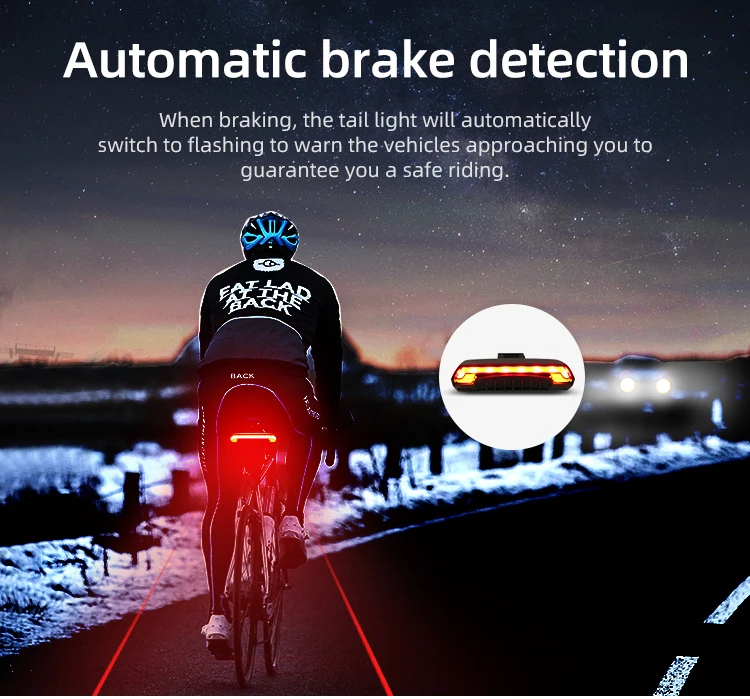 Meilan X5 Wireless Bike Bicycle Rear Light Laser Tail Lamp Smart Brake USB Rechargeable Cycling Accessories Remote Turn Led