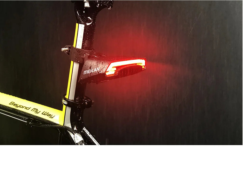 Meilan X5 Wireless Bike Bicycle Rear Light Laser Tail Lamp Smart Brake USB Rechargeable Cycling Accessories Remote Turn Led