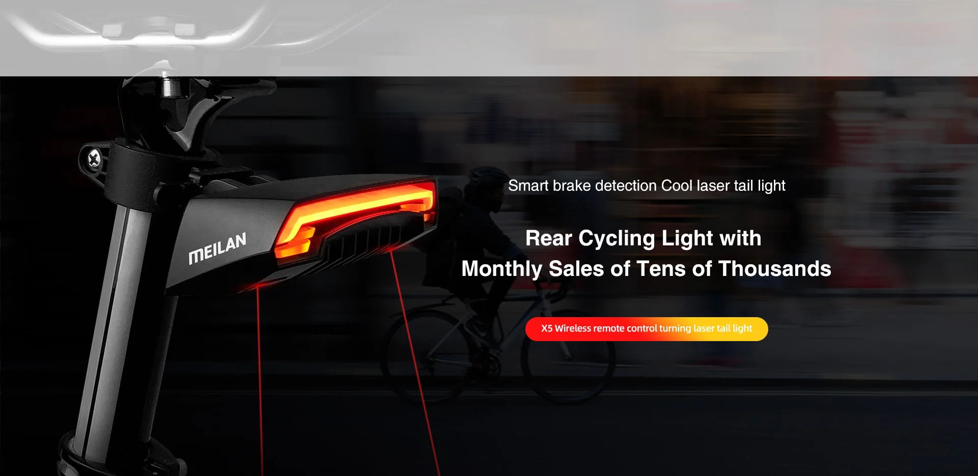 Meilan X5 Wireless Bike Bicycle Rear Light Laser Tail Lamp Smart Brake USB Rechargeable Cycling Accessories Remote Turn Led