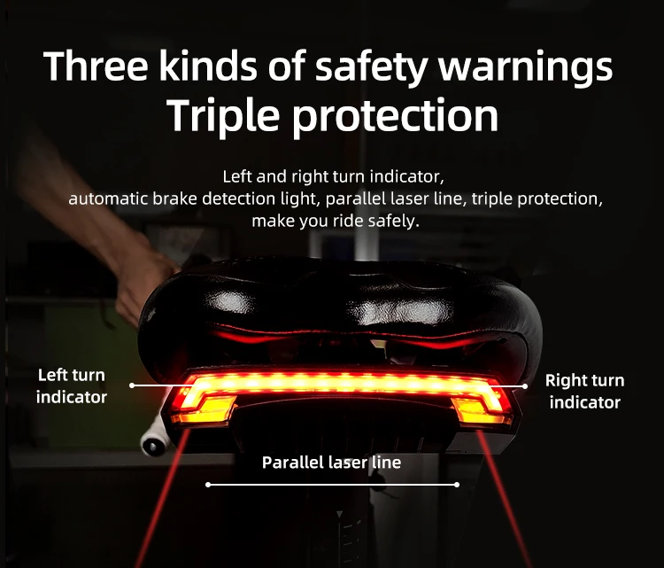 Meilan X5 Wireless Bike Bicycle Rear Light Laser Tail Lamp Smart Brake USB Rechargeable Cycling Accessories Remote Turn Led