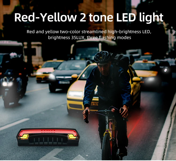 Meilan X5 Wireless Bike Bicycle Rear Light Laser Tail Lamp Smart Brake USB Rechargeable Cycling Accessories Remote Turn Led