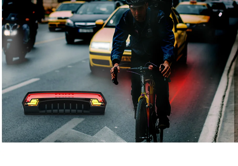 Meilan X5 Wireless Bike Bicycle Rear Light Laser Tail Lamp Smart Brake USB Rechargeable Cycling Accessories Remote Turn Led