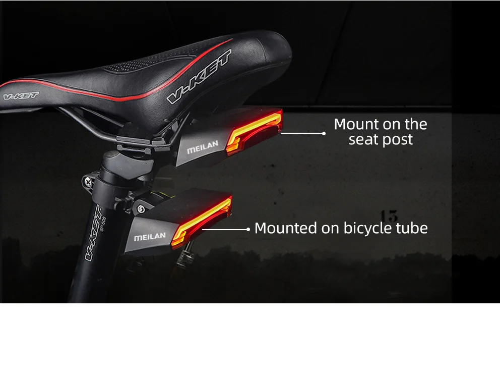 Meilan X5 Wireless Bike Bicycle Rear Light Laser Tail Lamp Smart Brake USB Rechargeable Cycling Accessories Remote Turn Led
