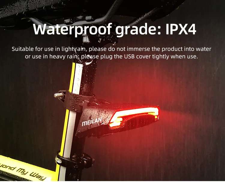 Meilan X5 Wireless Bike Bicycle Rear Light Laser Tail Lamp Smart Brake USB Rechargeable Cycling Accessories Remote Turn Led