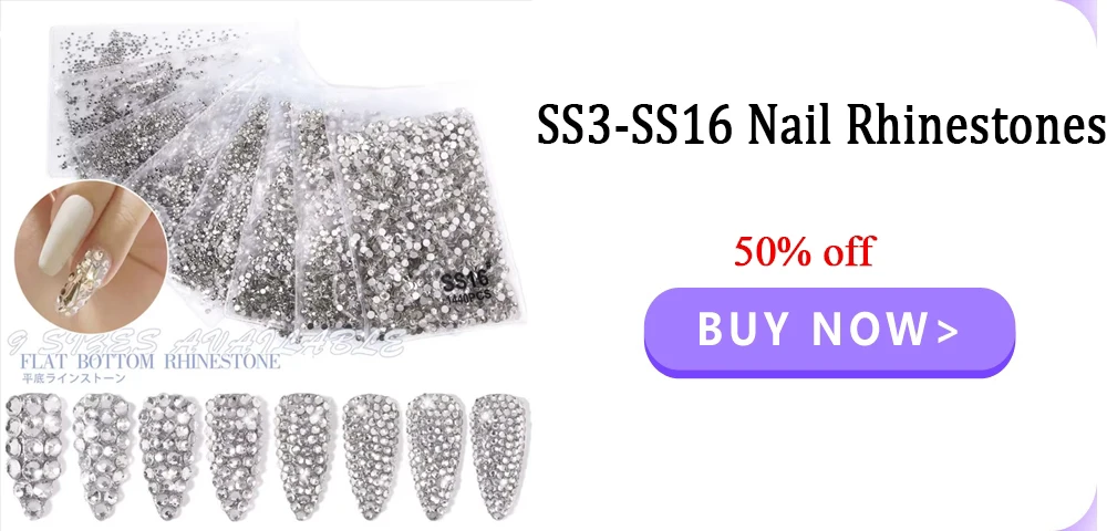 12Grids SS6-SS30 Mixed Nail Rhinestones Shiny Clear/Gold/Pink/Blue Diamond Flat-back Nail Gems Glass Stones Nails Decoration