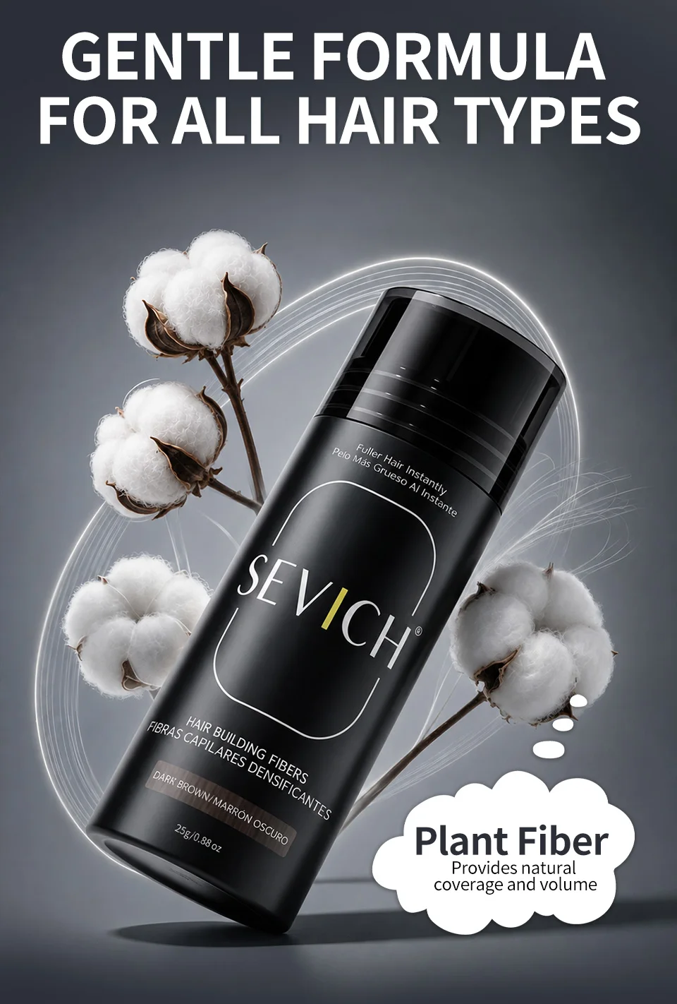 Sevich 25g Hair Building Fibers Powder Hair Loss Products Bald Extension Thicken Hair Spray Jar Keratin