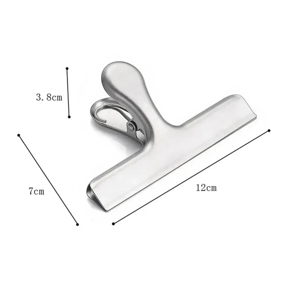 3PCS Stainless Steel Bag Clipsf For Food Heavy Duty Metal Silver Food Clips Office Paper Clamps Air Tight Seal Snack Clips