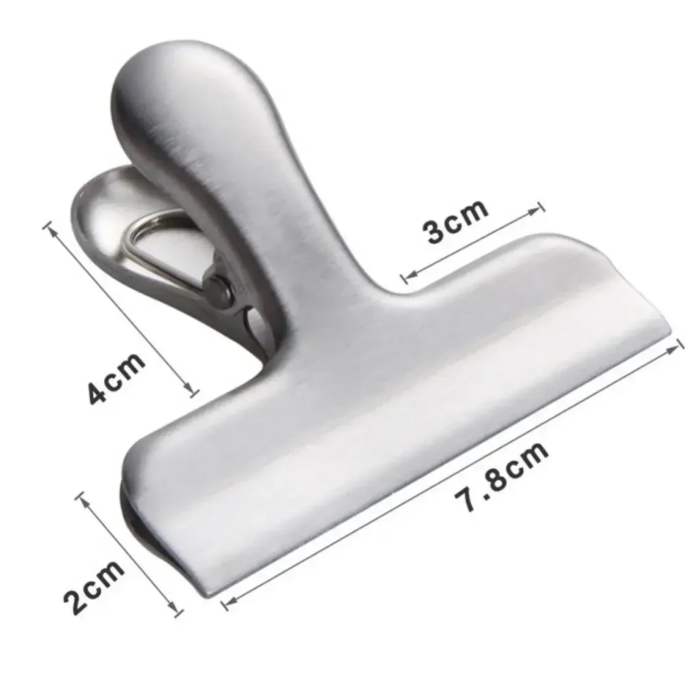 3PCS Stainless Steel Bag Clipsf For Food Heavy Duty Metal Silver Food Clips Office Paper Clamps Air Tight Seal Snack Clips