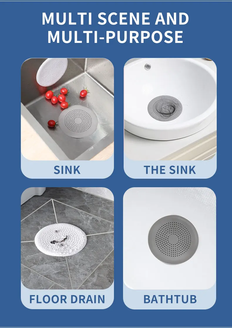 Shower Floor Drain Hair Stopper Catcher Kitchen Sink Plug Anti-blocking Bathtub Strainer Sewer Outfall Filter Bathroom Supplies