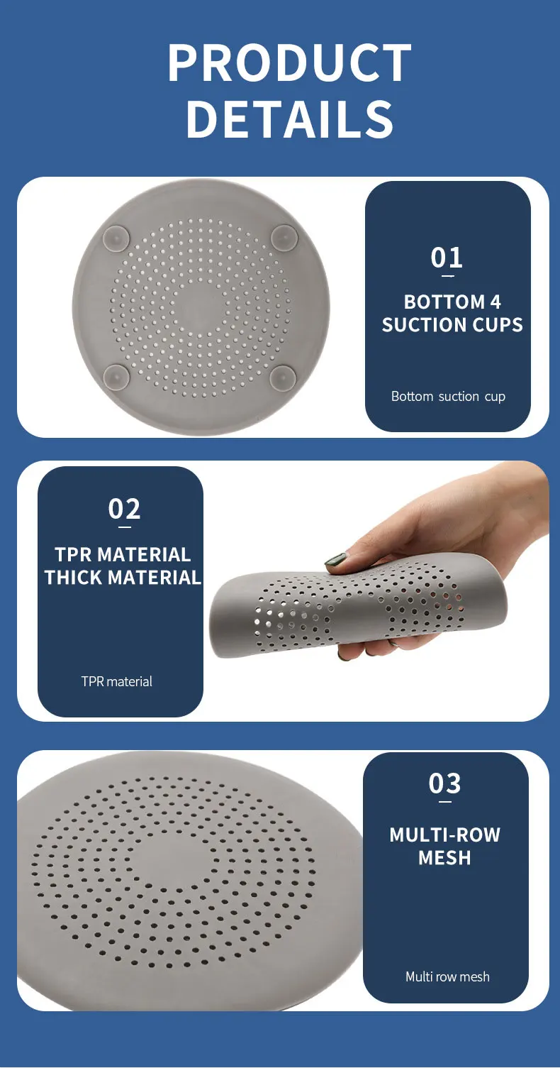 Shower Floor Drain Hair Stopper Catcher Kitchen Sink Plug Anti-blocking Bathtub Strainer Sewer Outfall Filter Bathroom Supplies