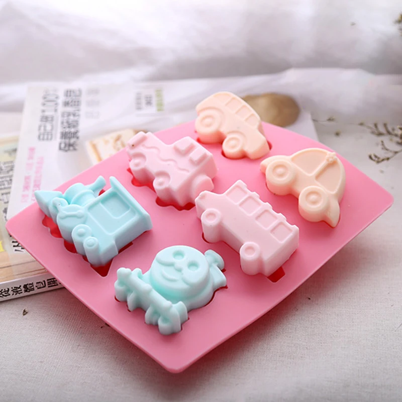 Car Train Soap Silicone Mold Vehicles Crayon Making Supplies Pudding Jelly Cake Chocolate Mould Kitchen Accessories Pastry Tools