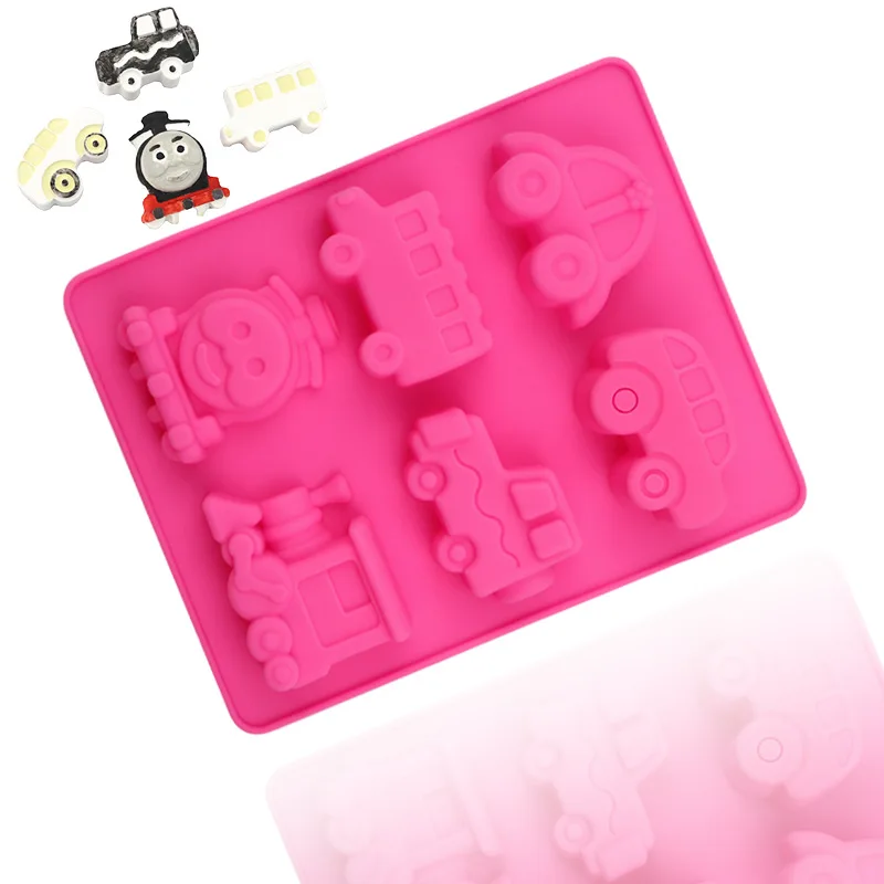 Car Train Soap Silicone Mold Vehicles Crayon Making Supplies Pudding Jelly Cake Chocolate Mould Kitchen Accessories Pastry Tools
