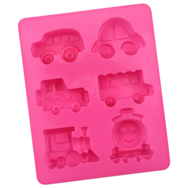 Car Train Soap Silicone Mold Vehicles Crayon Making Supplies Pudding Jelly Cake Chocolate Mould Kitchen Accessories Pastry Tools