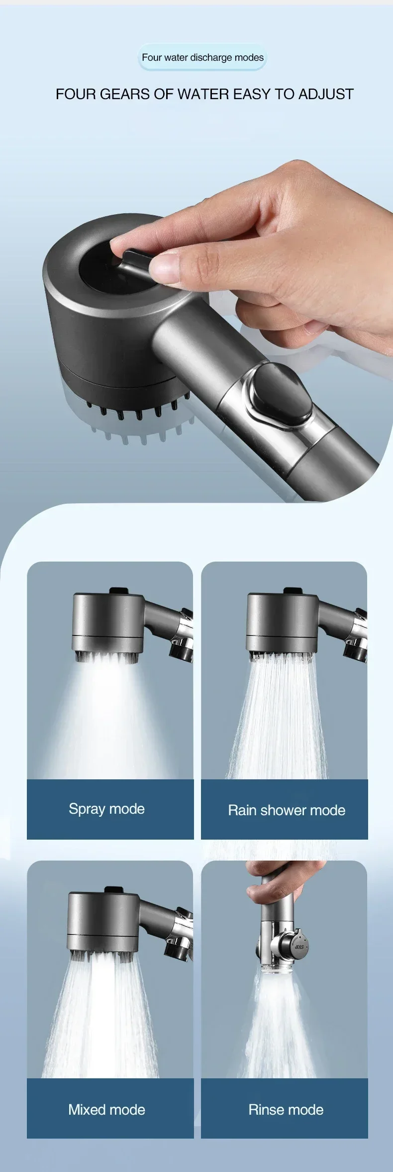 3 Modes Shower Head High Pressure Showerhead Portable Filter Rainfall Faucet Tap Bathroom Bath Home Innovative Accessories