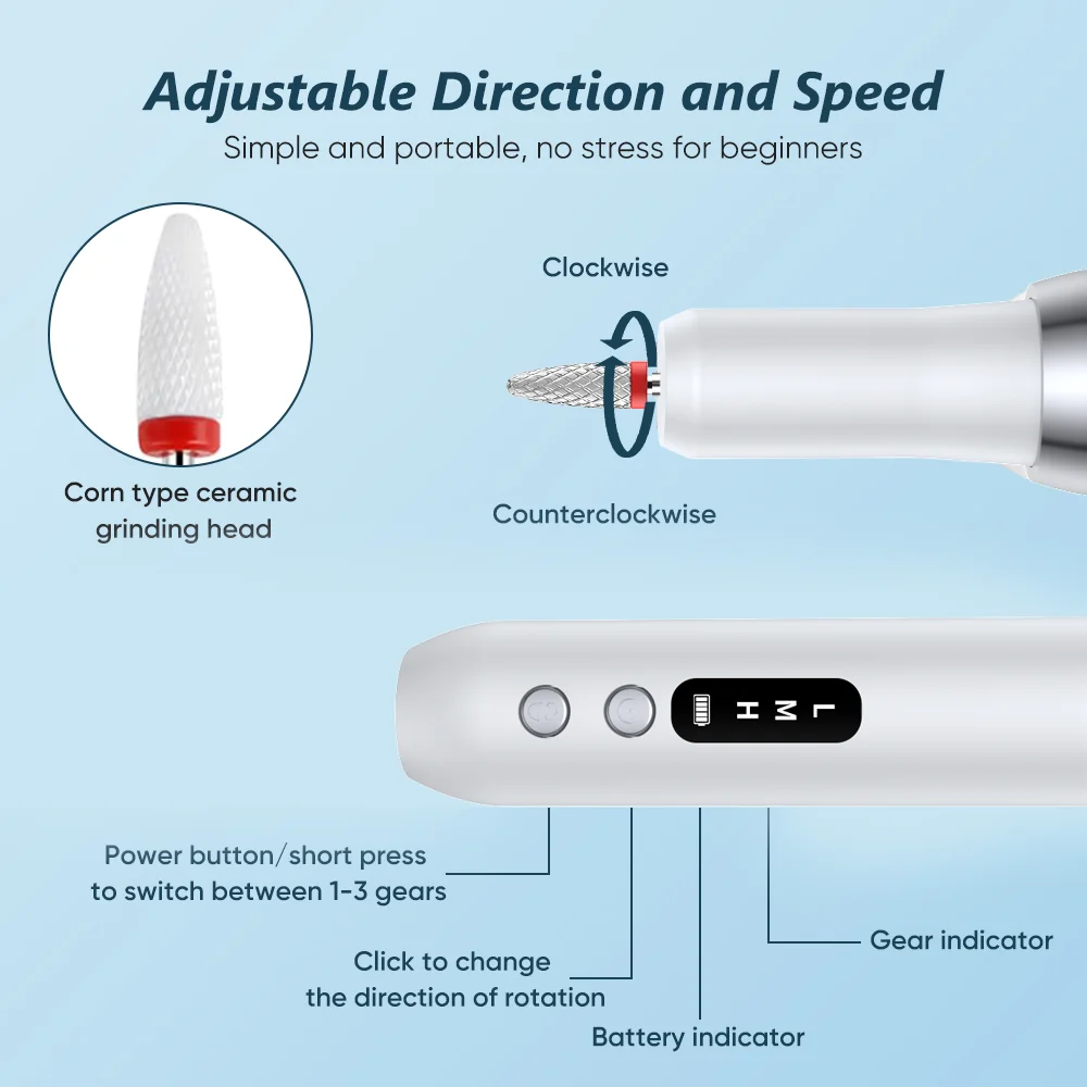 Electric Nail Polisher Drill Bits Professional Nails Grinding Polishing Dead Skin Removal Art Sanding File Pen Manicure Machine