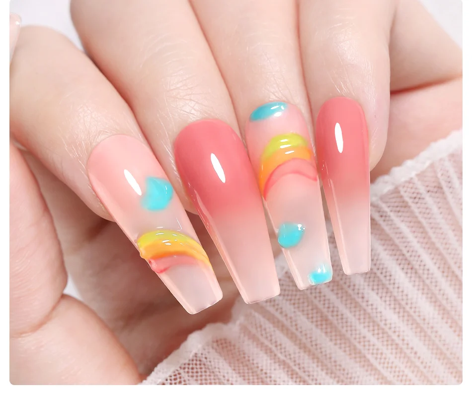 BORN PRETTY Jelly Nude Gel Nail Polish 10ml Light Pink Peach Translucent Color UV Light Cure Gel Varnish Nail Art DIY at Home