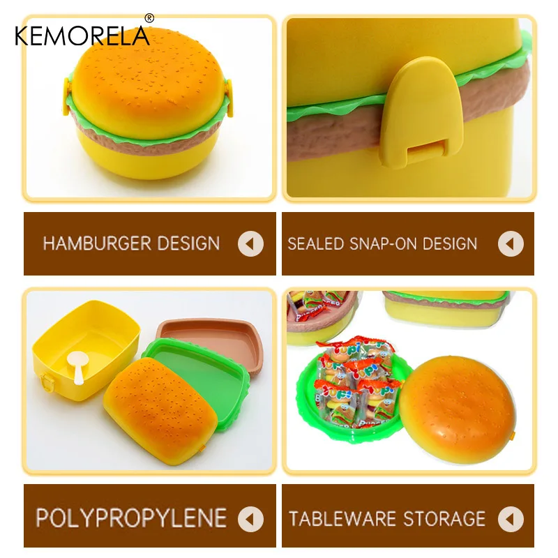 Creative Double-Layer Hamburger Insulated Lunch Box Portable Food-Grade Student Children's Lunch Box Microwave Safe Lunch Box