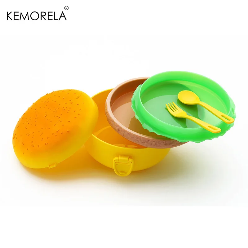 Creative Double-Layer Hamburger Insulated Lunch Box Portable Food-Grade Student Children's Lunch Box Microwave Safe Lunch Box
