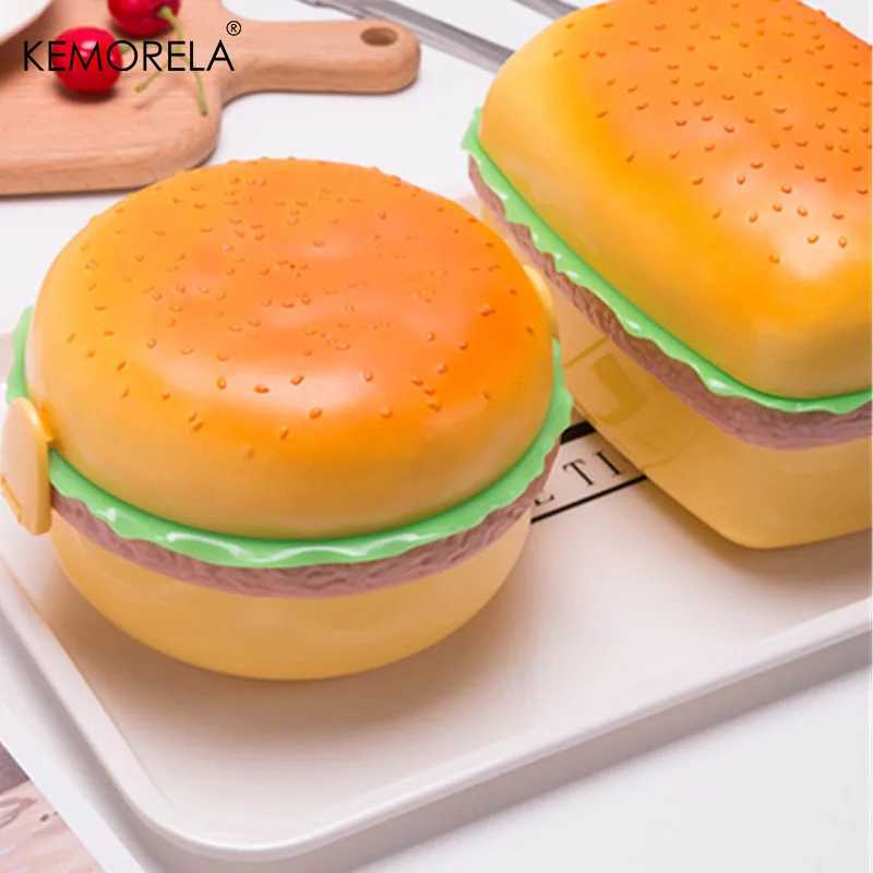 Creative Double-Layer Hamburger Insulated Lunch Box Portable Food-Grade Student Children's Lunch Box Microwave Safe Lunch Box