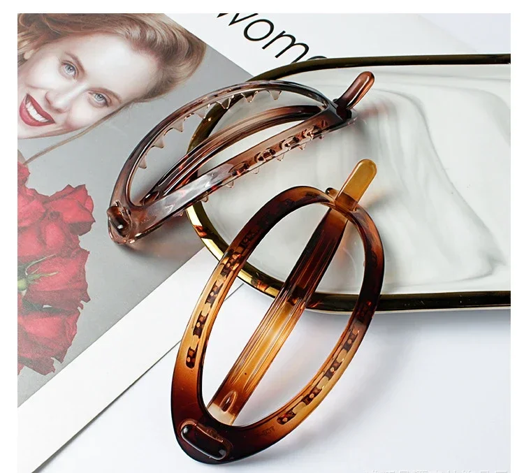Elegant French Oval Hair Clip Ponytail Fix Artifact Vintage Hairpin Women Back Head Frosted Hairpin Hair Styling Grab Claw Clip