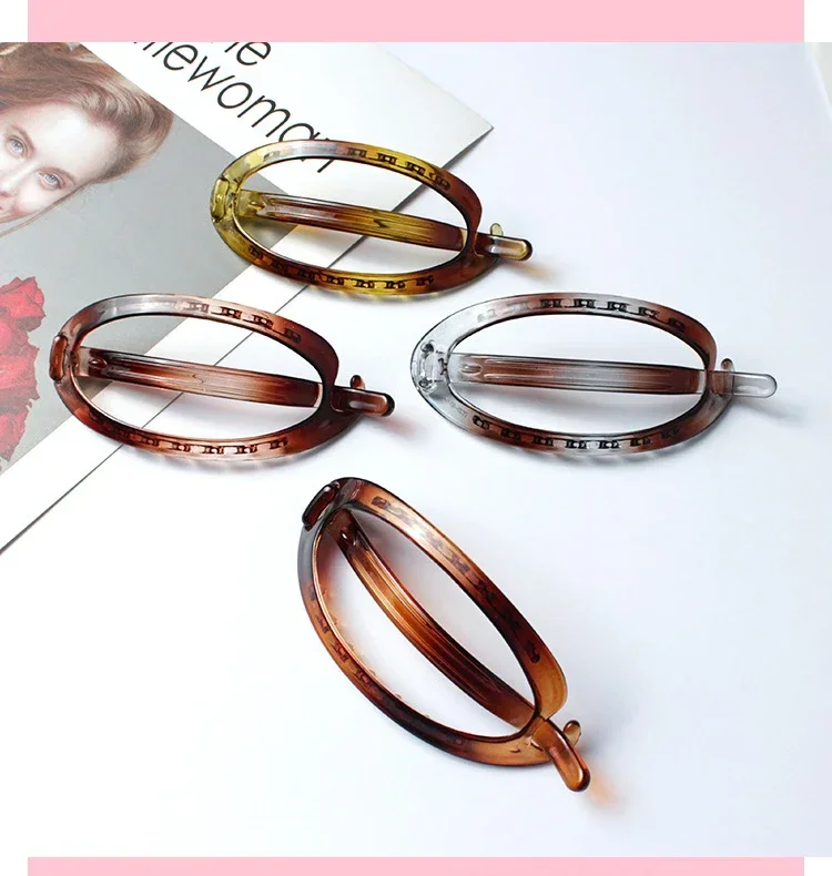 Elegant French Oval Hair Clip Ponytail Fix Artifact Vintage Hairpin Women Back Head Frosted Hairpin Hair Styling Grab Claw Clip
