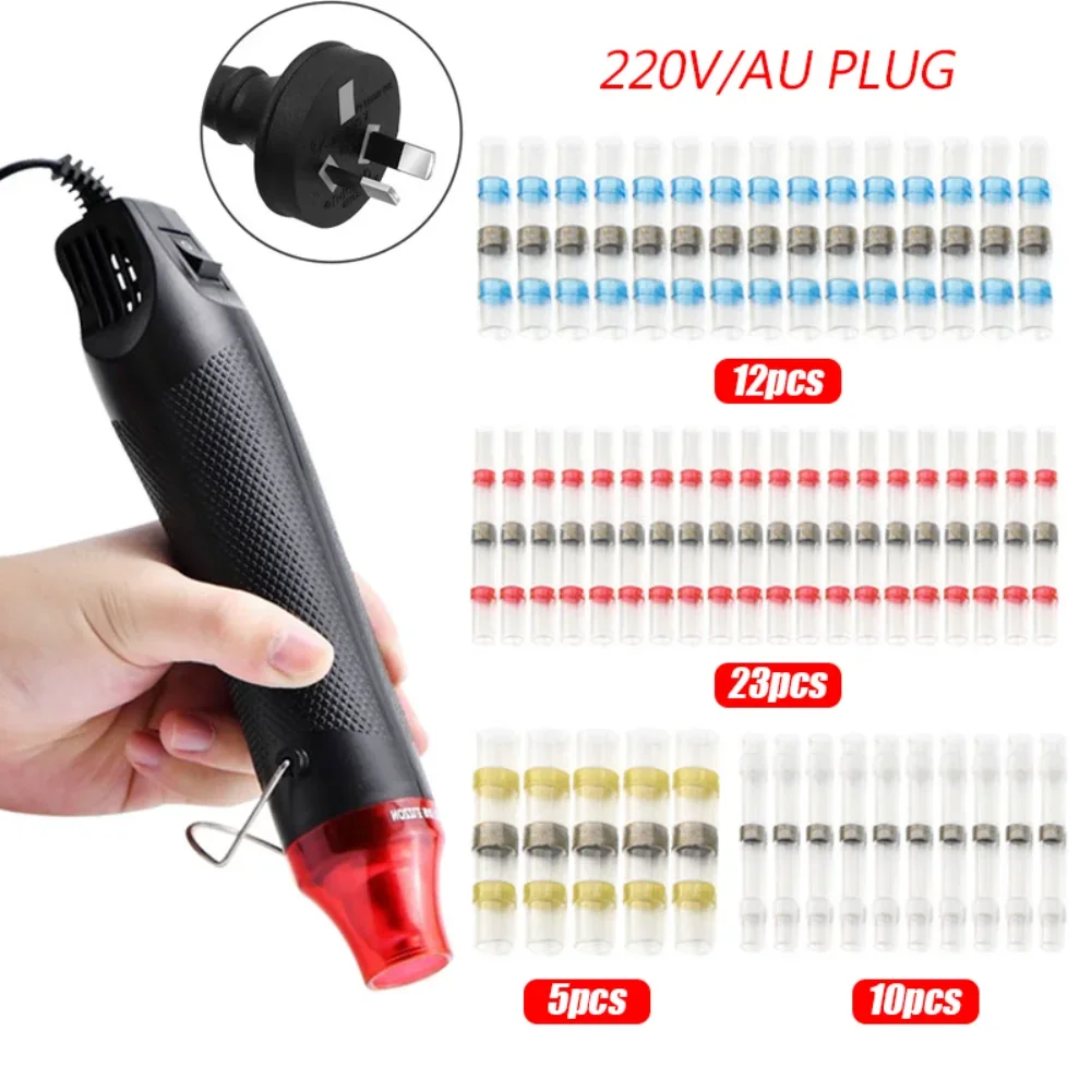 300W Air Dryer Hot Air Gun EU AU US Hair Dryer for Soldering Thermal Blower Shrink Wrapping Tools with 300PCS Wire Connectors