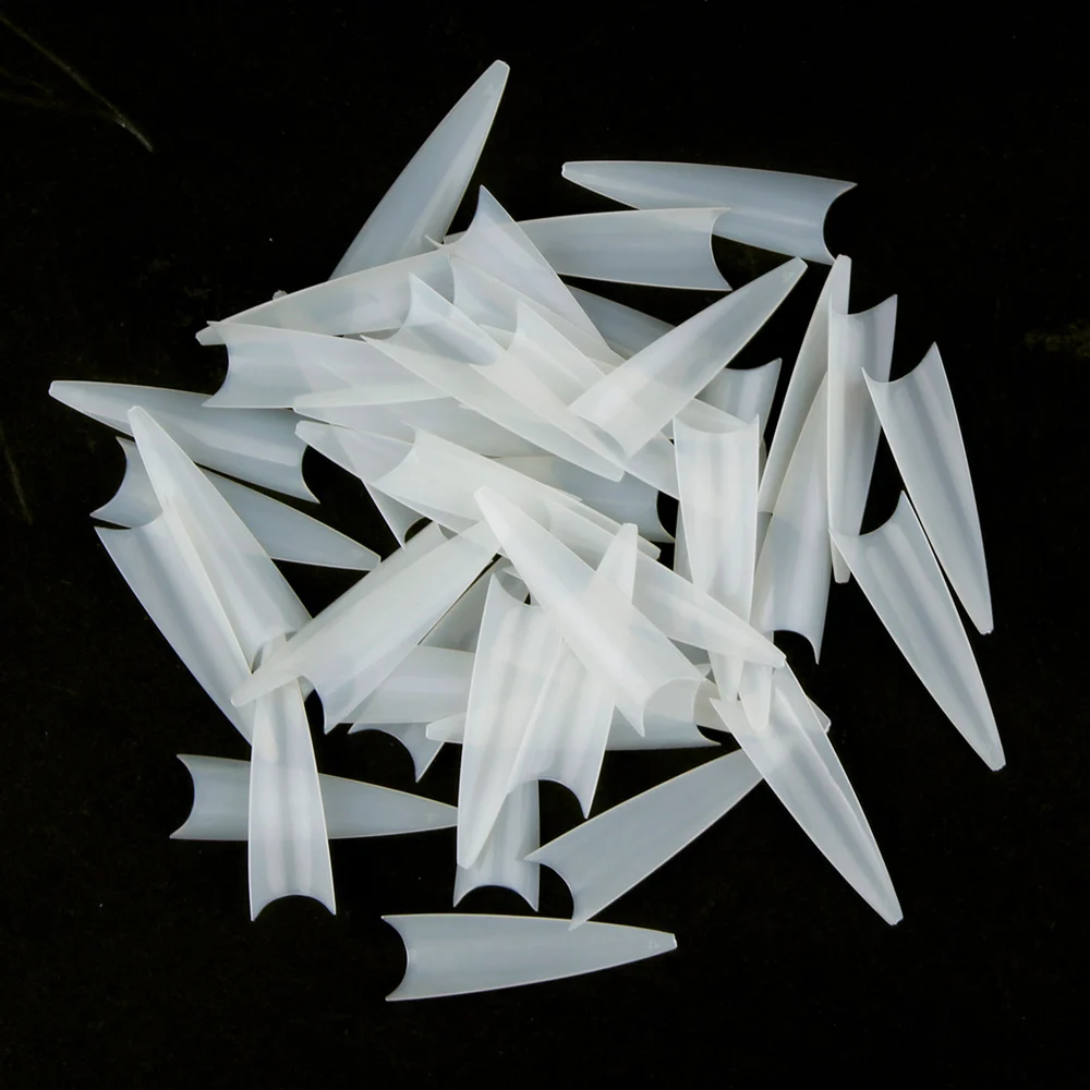 1Bag(600Pcs)Natural Stiletto Practice Nail Tips 10Size Half Cover Fake Acrylic Tip UV Gel Extension Press On Nails Manicure Tool