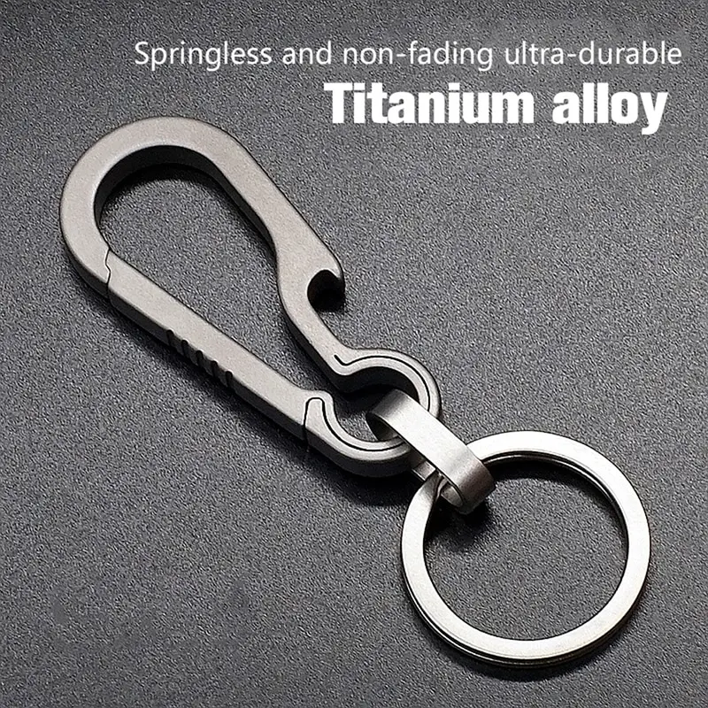 1pc Outdoor Waist Hanging Chain Ring Buckle Beer Bottle Titanium Alloy Carabiner Multi-function Keychain Opener EDC Tool For Men