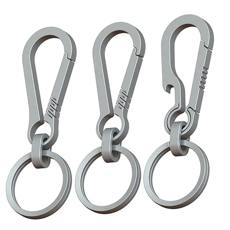 1pc Outdoor Waist Hanging Chain Ring Buckle Beer Bottle Titanium Alloy Carabiner Multi-function Keychain Opener EDC Tool For Men