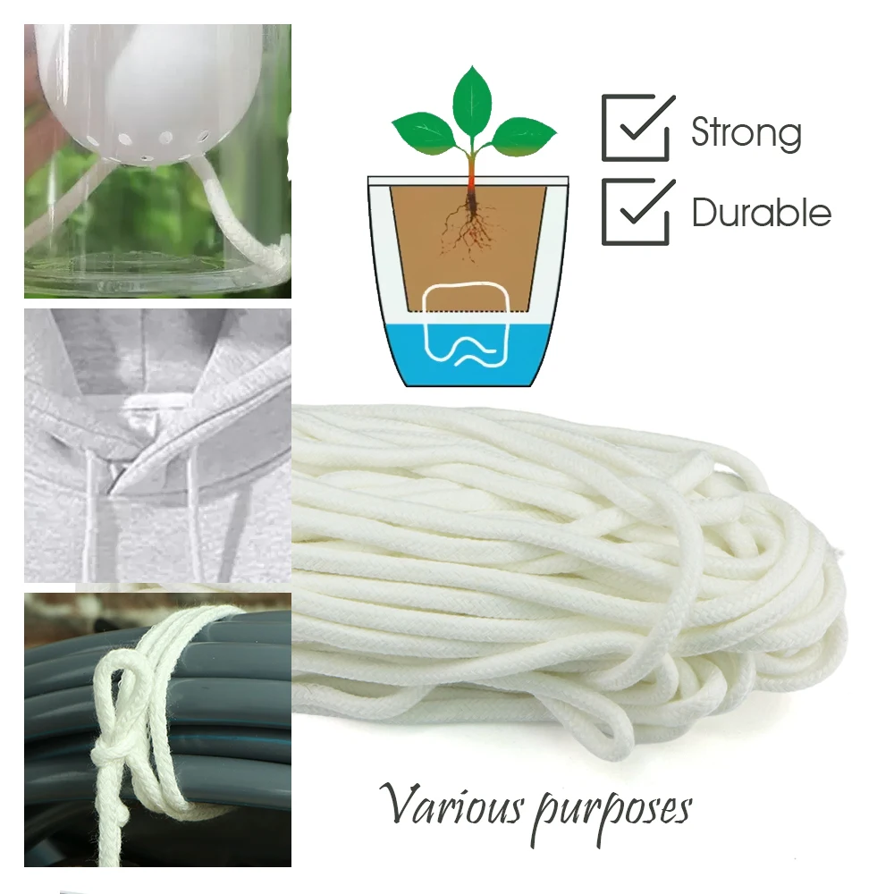 5M 4/5/6mm automatic watering absorbent wicks rope holiday accessories flower pot DIY device system pot dripping acrylic cotton